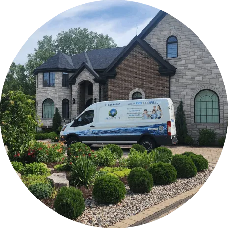 ProEcoLife service van in front of a customer home