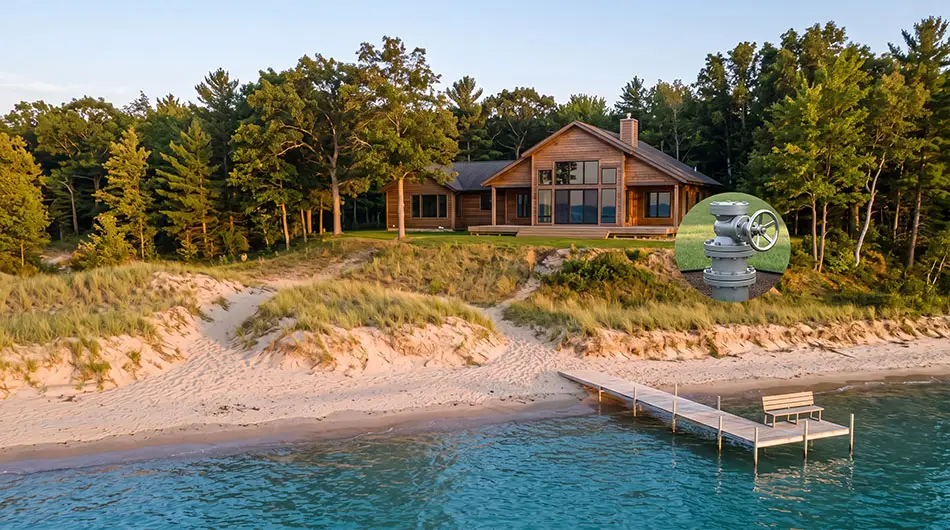 Lakefront vacation cabin with a dock in Michigan