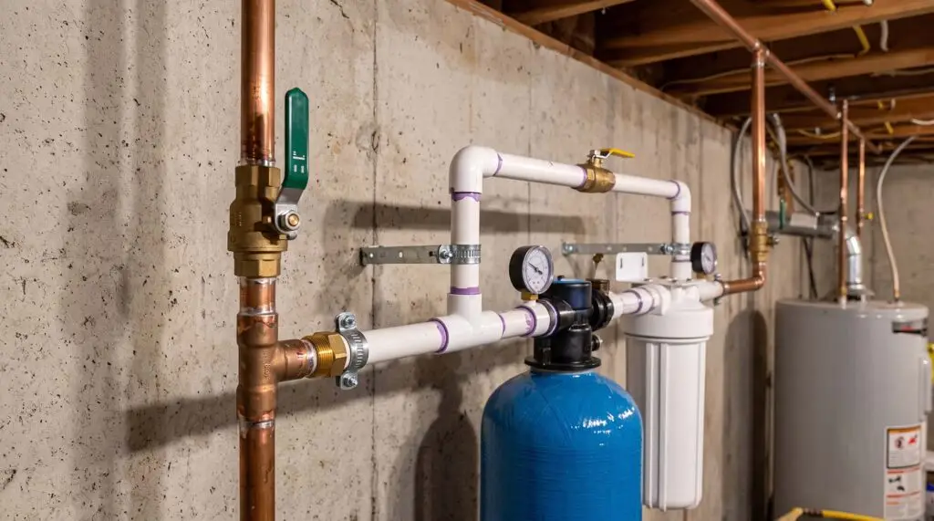 Water treatment system installed in a basement